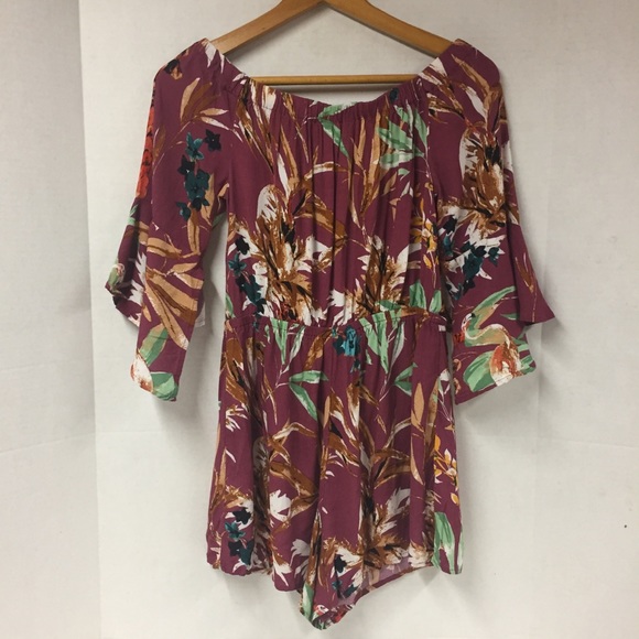 Express Tropical Off Shoulder Ruffle Rompe… - Picture 7 of 11
